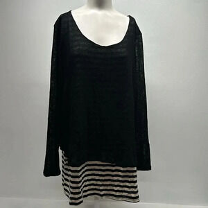 Torrid Knit Sweater Layered Top Shirt Blouse Striped Black Plus Size 3X